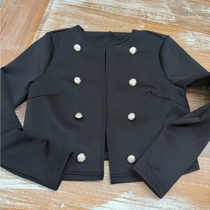 Elegant Black Blazer with Silver Accents